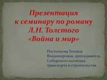 Роль личности в истории. Полководцы в романе Л.Н. Толстого 