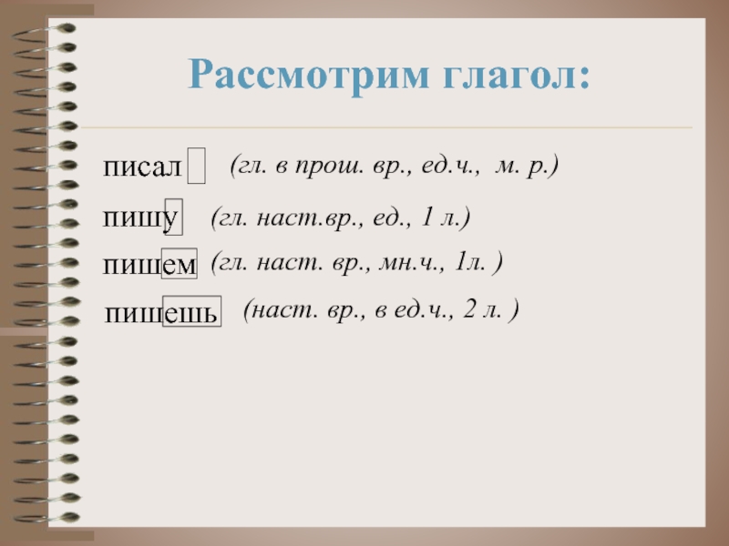 Наст вр 2 л ед ч. М. Р ед. Ч прош. ВР. 1 Л мн ч наст ВР. Наст.ВР.,мн ч.. Прош форма ед ч.