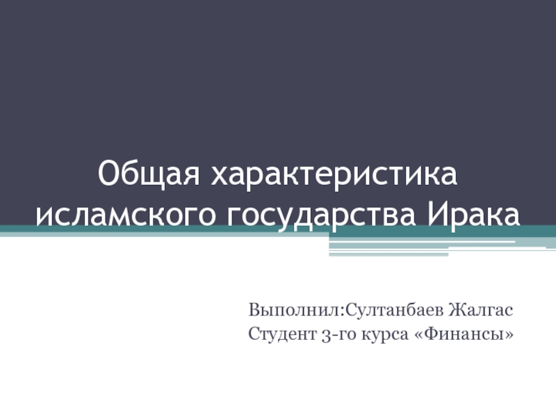 Общая характеристика исламского государства Ирака