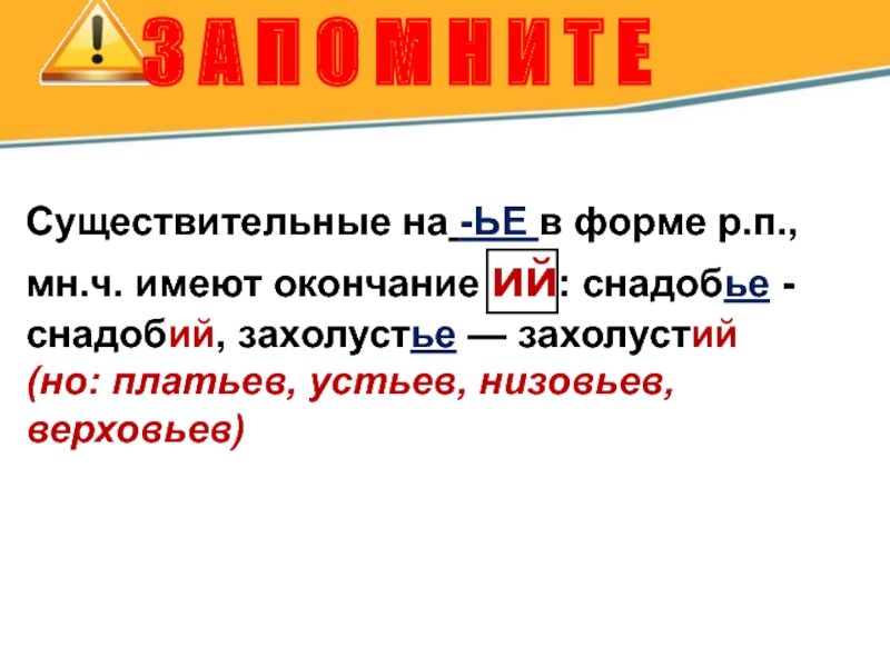 Вправе окончание. Существительные на мя имеют окончания. Существительные на р. Существительные на ЬЕ. Р П сущ на ЬЕ.