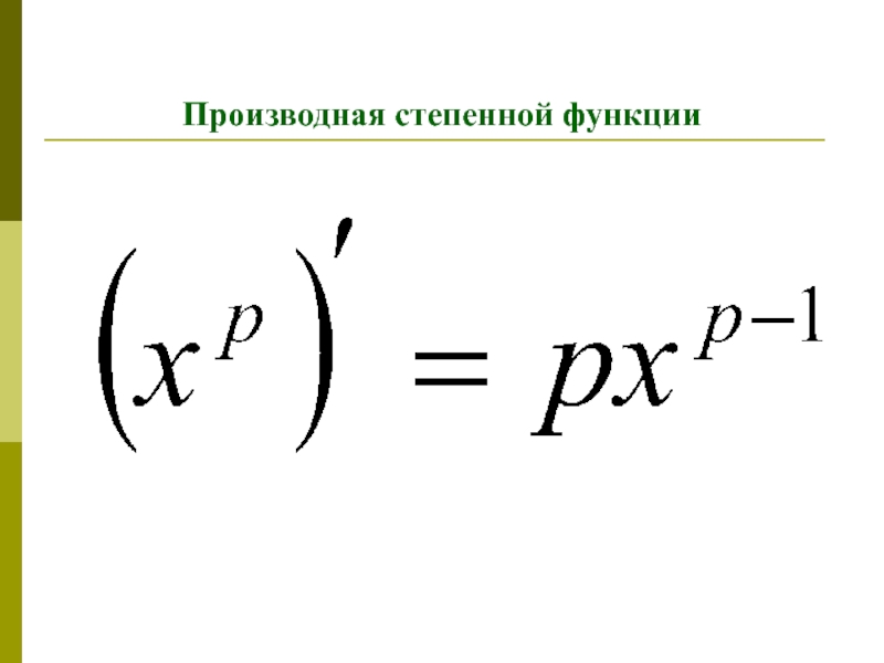 Производная сложных степенных функций. Формула вычисления производной степенной функции. Производная от степенной функции. Производная от показательно-степенной функции. Формула дифференцирования степенной функции.