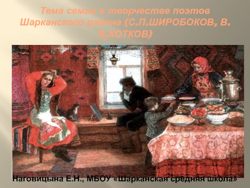 Презентация Тема семьи в творчестве поэтов Шарканского района (С.П.ШИРОБОКОВ, В.В.КОТКОВ)