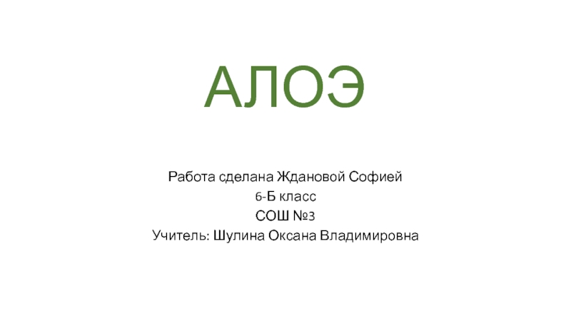 Алоэ 6 класс