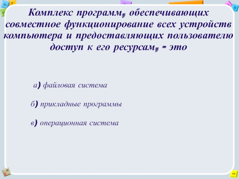 Обеспечивает совместное функционирование всех устройств компьютера. Комплекс программ обеспечивающих совместное функционирование. Комплекс программ. Это комплекс программ обеспечивающих совместную работу. Система обеспечивающая совместное функционирование всех устройств.