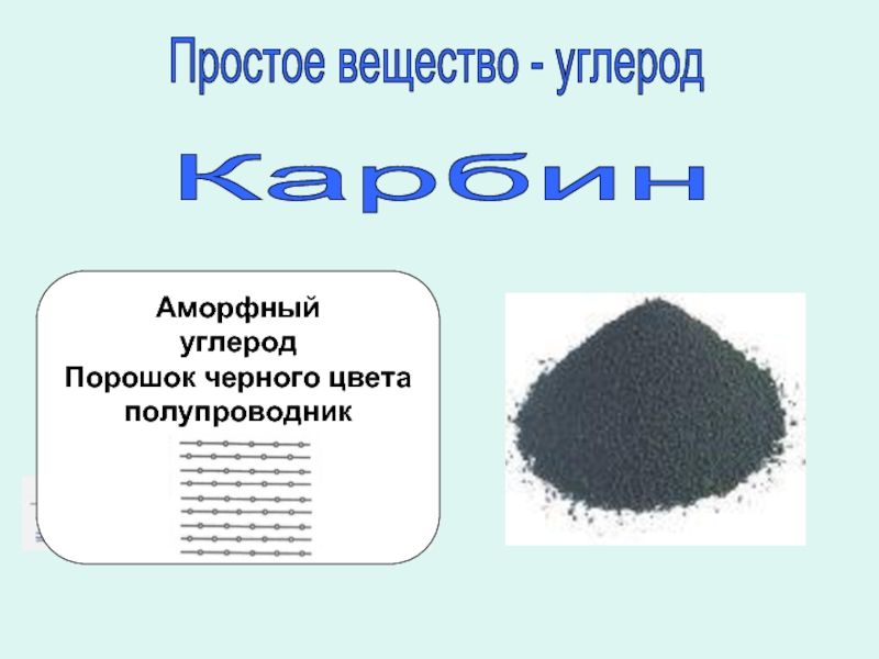 Углерод какое вещество. Аморфный углерод и карбин. Простое вещество черного цвета. Вещество порошок черного цвета. Черный порошок в химии формула.