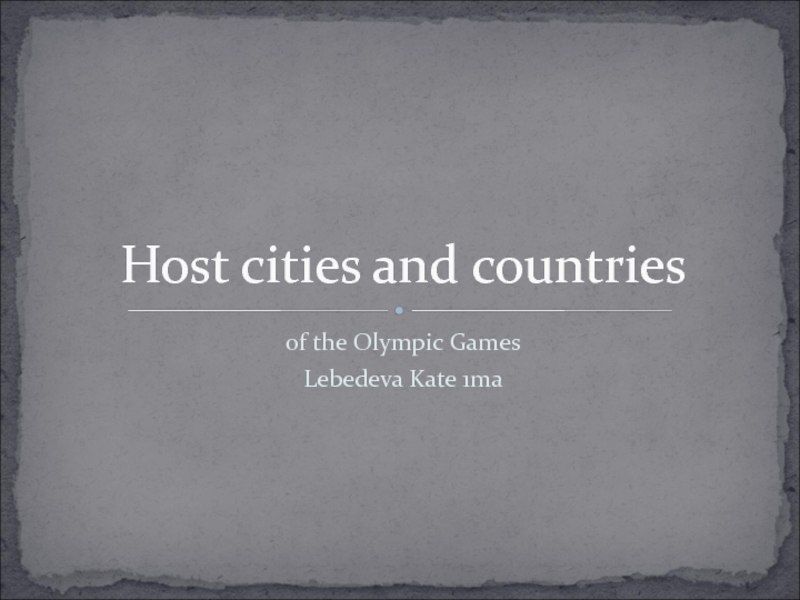 Host cities and countries
