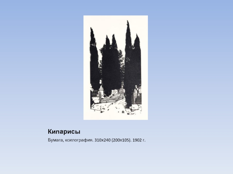 КипарисыБумага, ксилография. 310х240 (200х105). 1902 г.