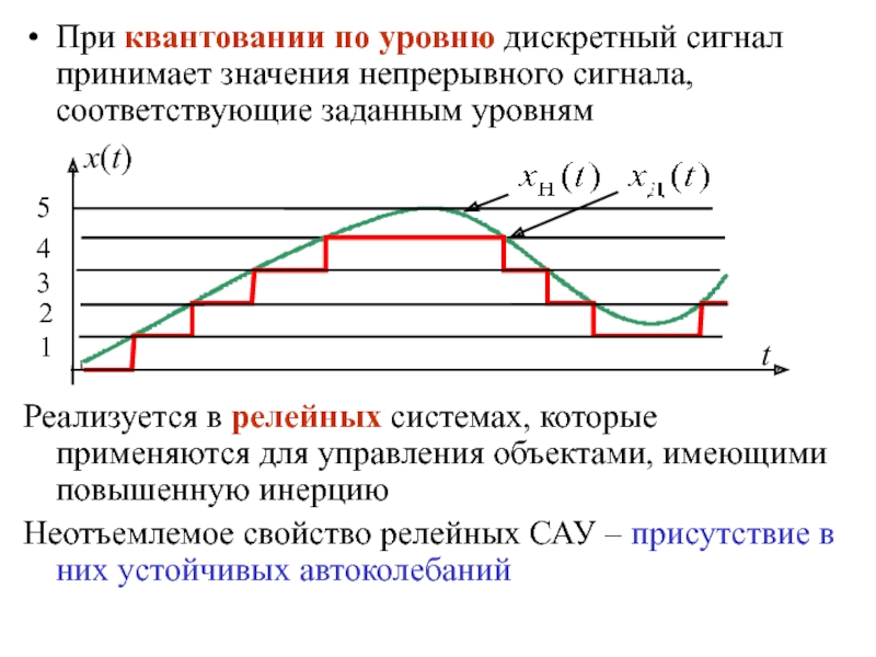 Дискретный по уровню сигнал. Квантования непрерывного сигнала по уровню. Непрерывные и Дискретные САУ. Дискретные САУ.