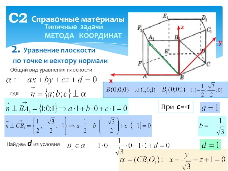 Уравнение плоскости по двум точкам и вектору