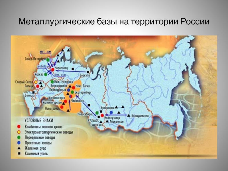 Металлургические базы на территории России