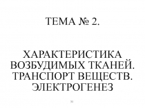 Характеристика возбудимых тканей 