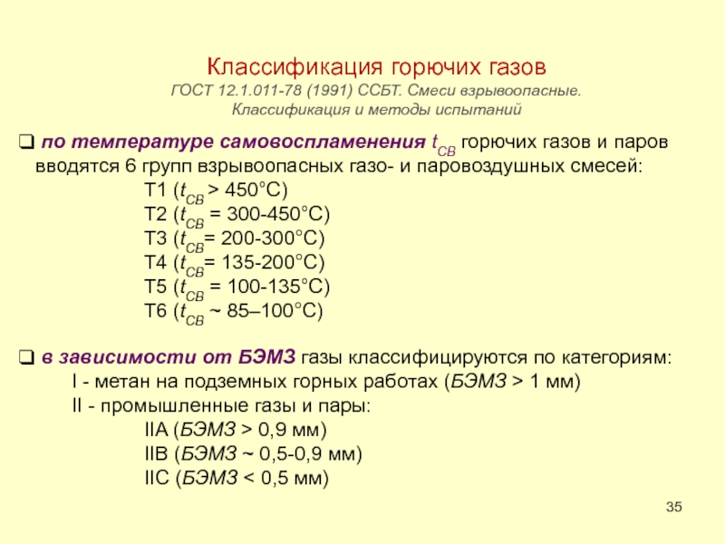 Группы горючих газов