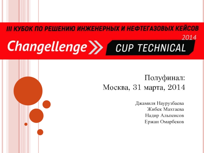 Презентация Полуфинал: Москва, 31 марта, 2014
Джамиля Наурузбаева Жибек Махтаева Надир