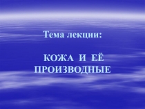 Тема лекции: КОЖА И ЕЁ ПРОИЗВОДНЫЕ