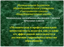 Методическая и профессиональная компетентность педагога, как условие его эффективной деятельности в достижении современного качества образования