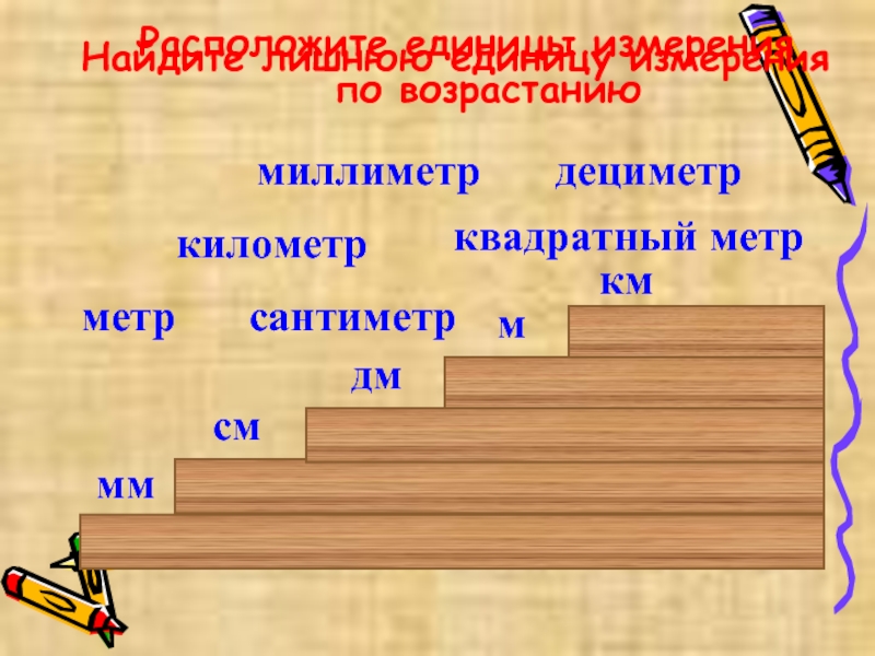 Квадратный миллиметр. Миллиметр сантиметр дециметр метр километр. Расположите измениться измерения по возрастанию. Расположи единиц ывременив порядке возратсения.