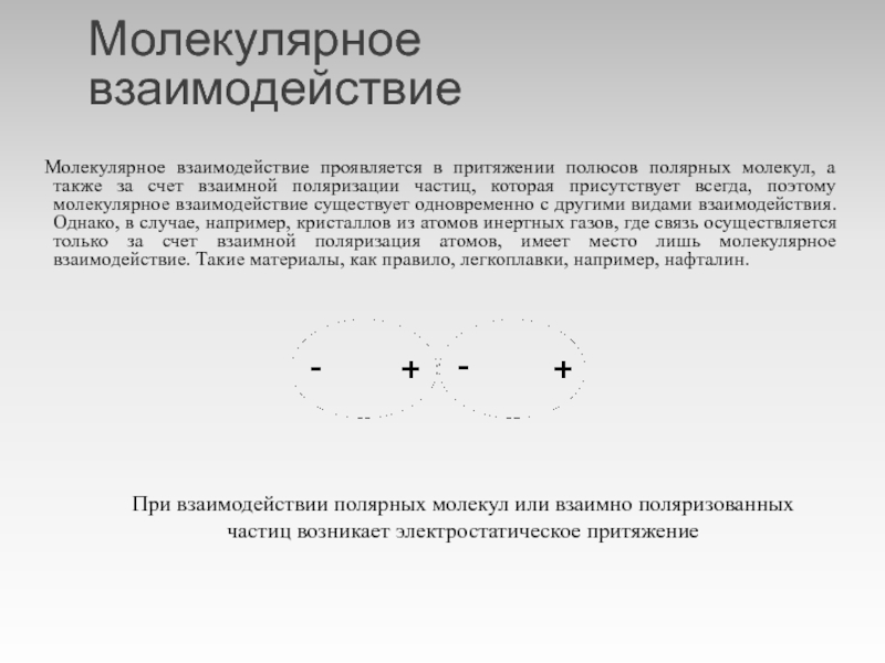 Молекулярное взаимодействие. Поляризация частиц. Поляризация пылинок. Радиус молекулярного взаимодействия имеет порядок.