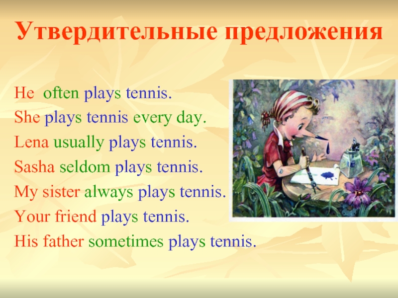 He often. She Plays Tennis every Day. Often в предложении. (She/usually/Play) Tennis?. Презентация the often.