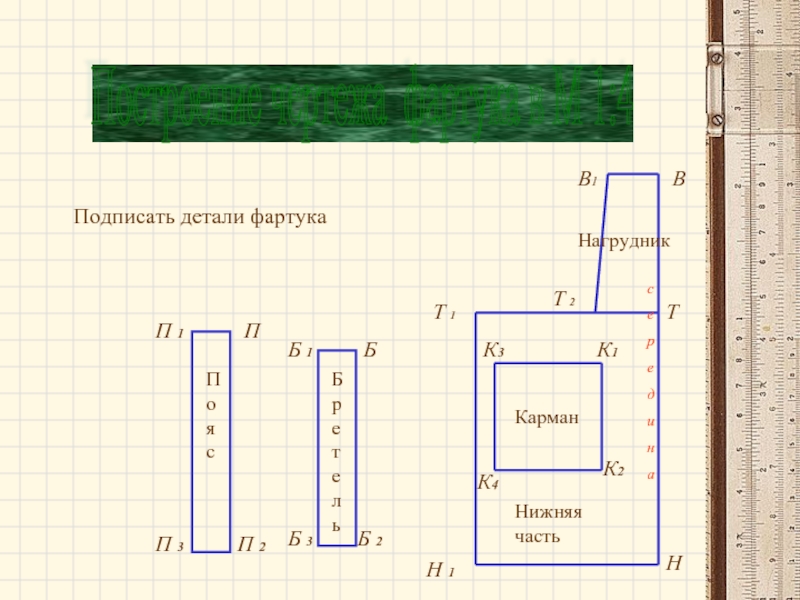 Начертить фартук на миллиметровой бумаге