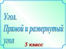 Угол. Прямой и развернутый угол