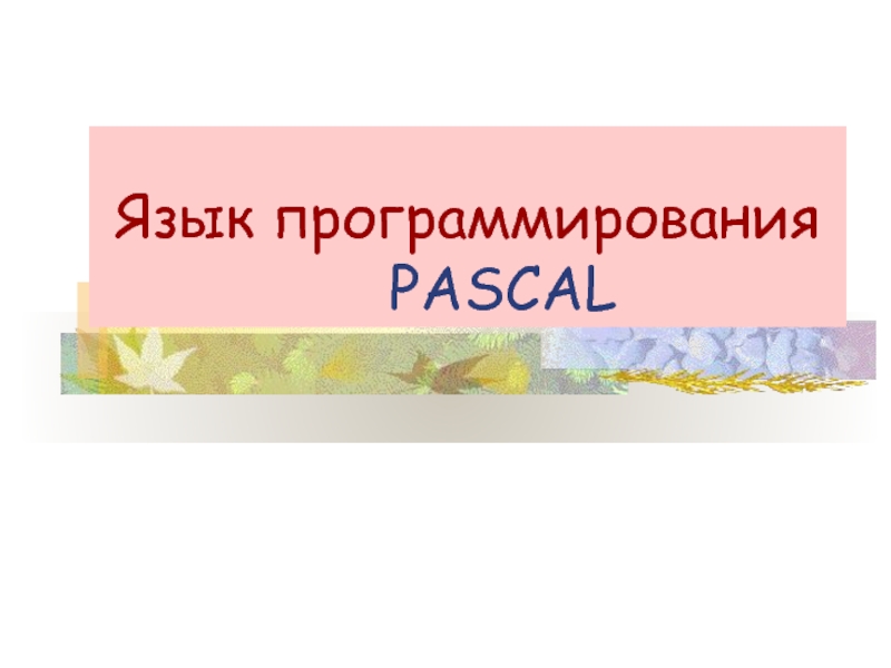 Язык программирования PASCAL