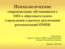 Психологическое сопровождение обучающихся с ОВЗ в образовательном учреждении в