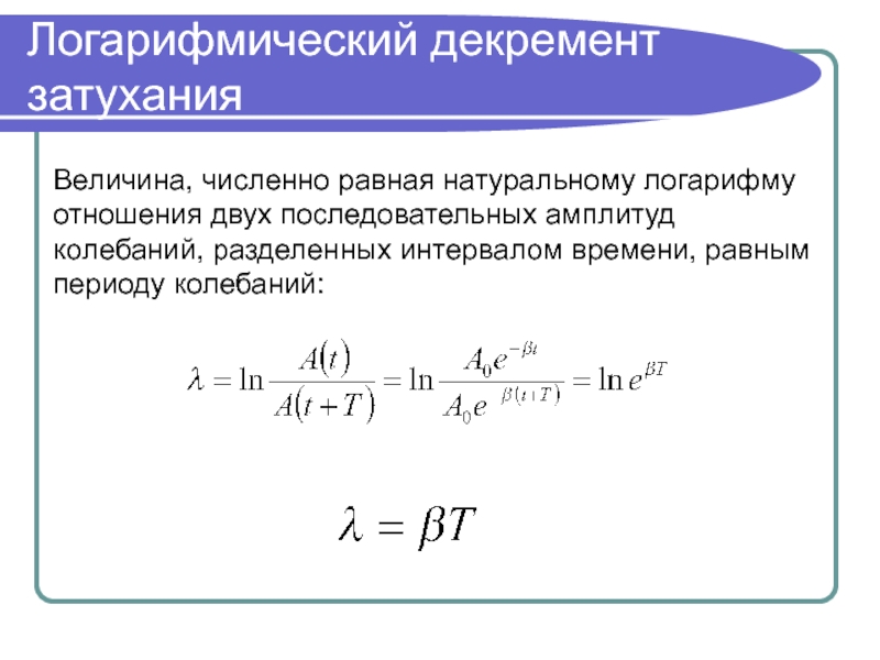 Логарифмический декремент затухания колебаний равен