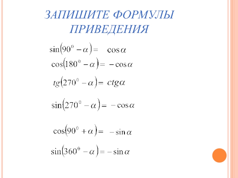 Формулы приведения 10 класс презентация алимов