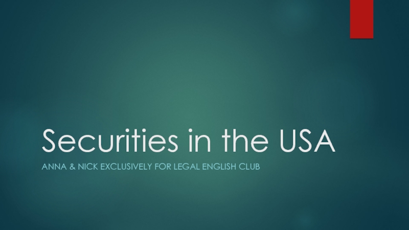 Securities in the USA