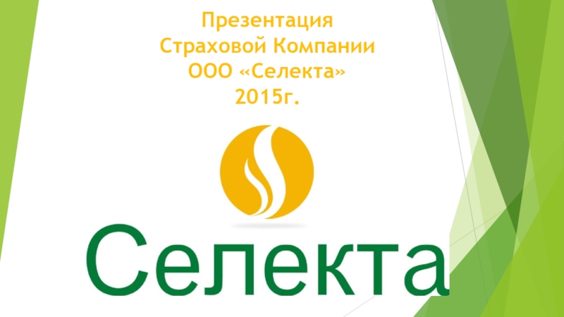 Презентация Страховой Компании ООО Селекта 2015г