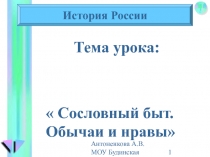 Сословный быт. Обычаи и нравы 7 класс