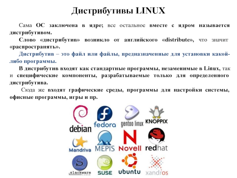 Презентация Дистрибутивы LINUX