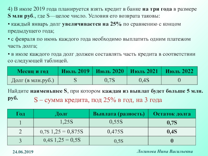 1 июня 2013 года всеволод ярославович взял в банке 900000 рублей в кредит схема выплаты