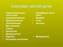 Система частей речи