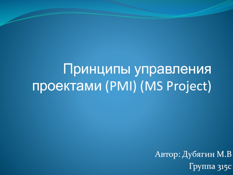 Принципы управления проектами (PMI) (MS Project )