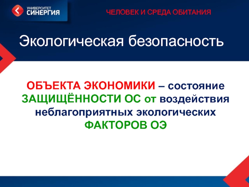 Экологическая безопасность объектов. Объекты экологической безопасности.