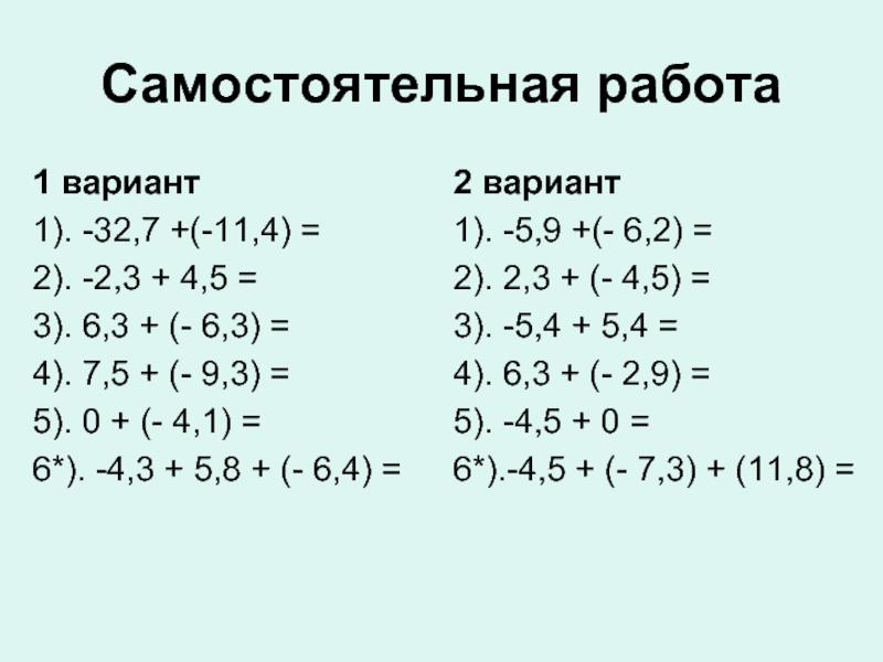 Сложение чисел с разными знаками 6 класс презентация виленкин