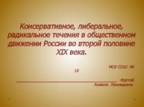 Консервативные, либеральные, радикальные течения в общественном развтии России середина - конец 19 века.