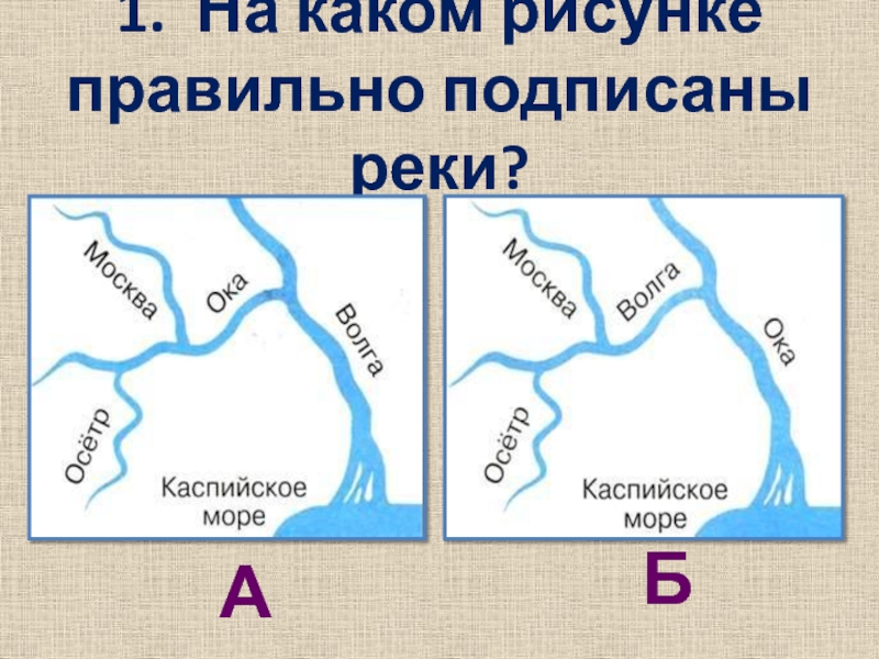 Подпишите реки на карте. Куда текут реки 1 класс окружающий мир. 1 Класс тест презентация куда текут реки. Как правильно подписывать реки на карте картография. На каком рисунке а или б река течет.