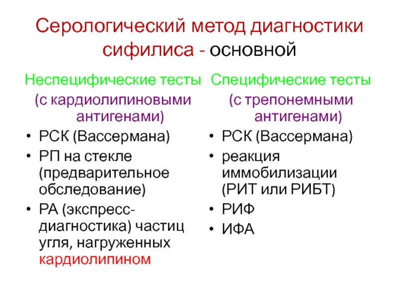 Серологический метод. Неспецифические серологические реакции при диагностике сифилиса. Методика обследования больного сифилисом. Специфические реакции при серодиагностике сифилиса. Серологический метод диагностики алгоритм.