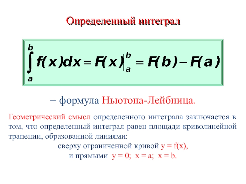 Свойства определенного интеграла и формула ньютона