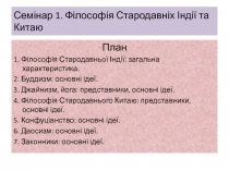 Семінар 1. Філософія Стародавніх Індії та Китаю