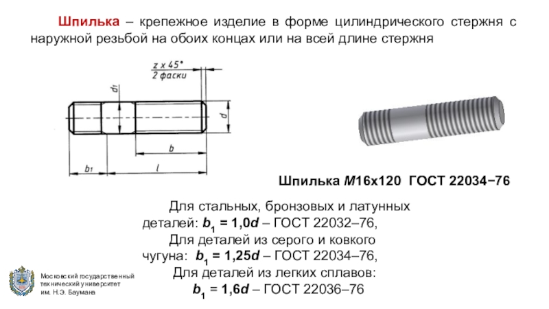 Чертеж стержня с резьбой