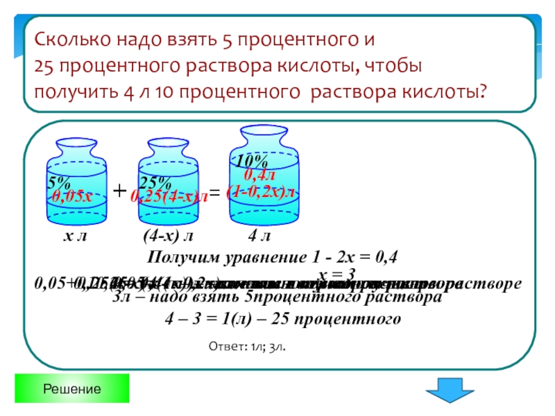 Сколько процентов раствора в воде