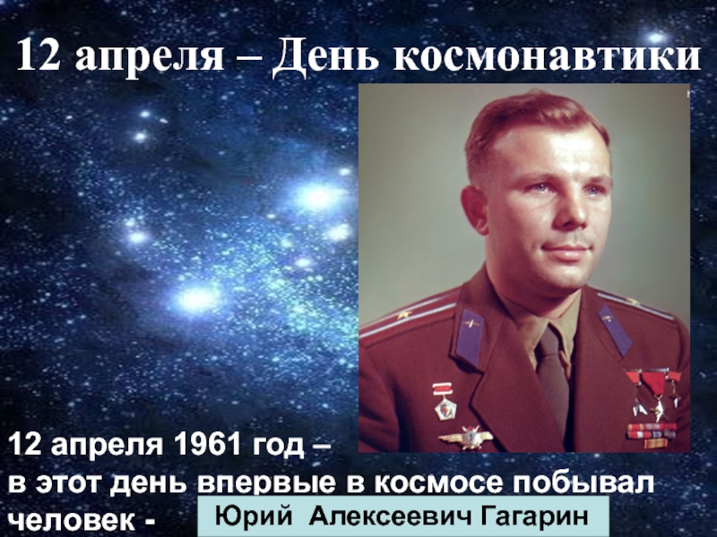 Какой человек впервые побывал в космосе. Урок ко Дню Юрия Гагарина презентация.