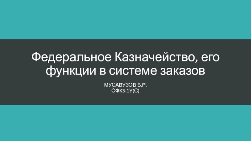 Федеральное Казначейство, его функции в системе заказов