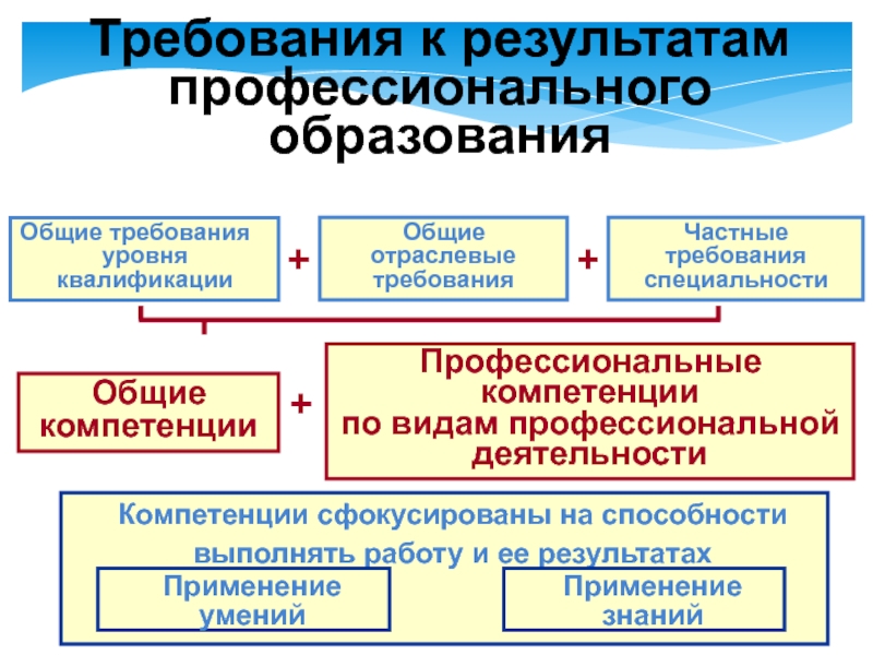 Профессиональный результат. Отраслевые требования. Требования к уровню образования. Требования к результатам ОПОП. Результаты профессионального обучения.