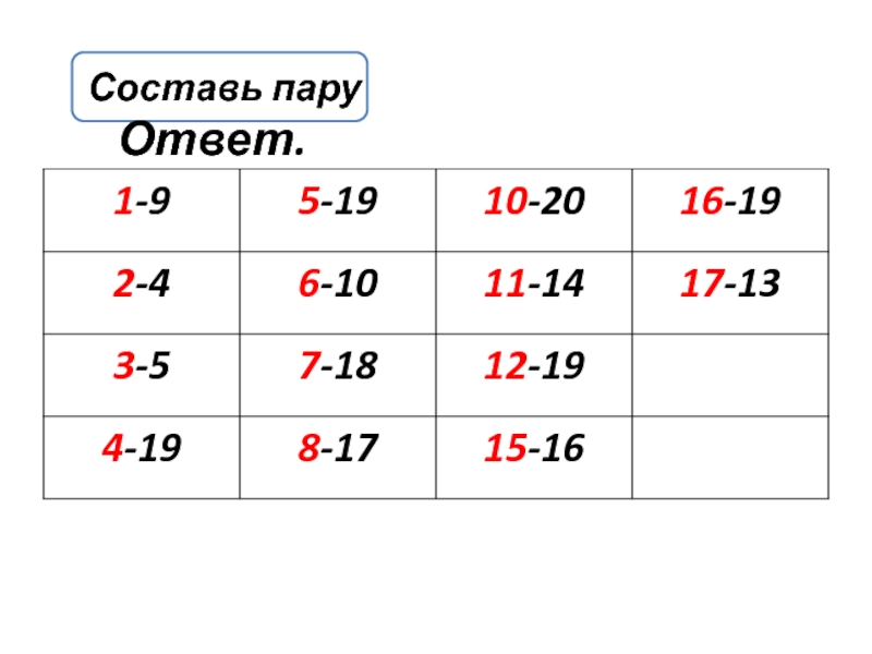 Пару ответов. Составь пару. Составь пару x 5.