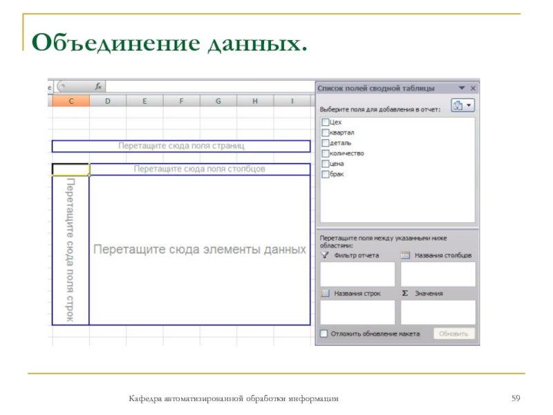 Объединение данных.Кафедра автоматизированной обработки информации