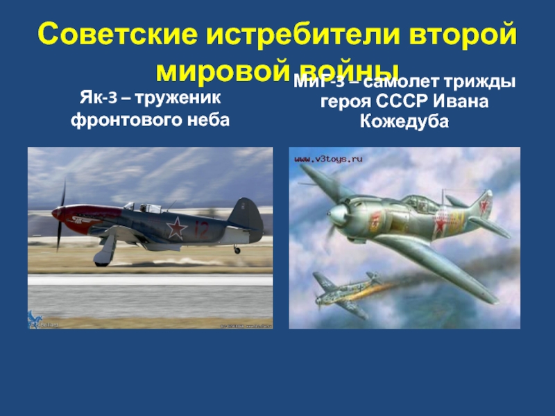 Советские истребители второй мировой войныЯк-3 – труженик фронтового небаМиГ-3 – самолет трижды героя СССР Ивана Кожедуба